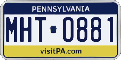 PA license plate MHT0881