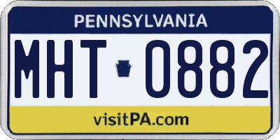 PA license plate MHT0882