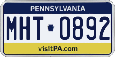 PA license plate MHT0892
