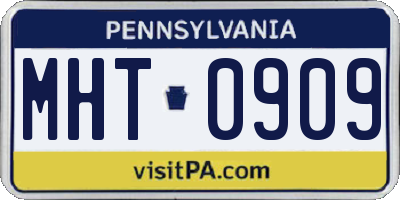 PA license plate MHT0909