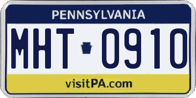 PA license plate MHT0910