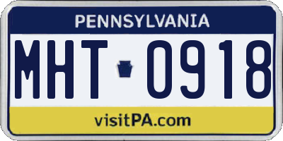 PA license plate MHT0918