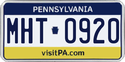 PA license plate MHT0920