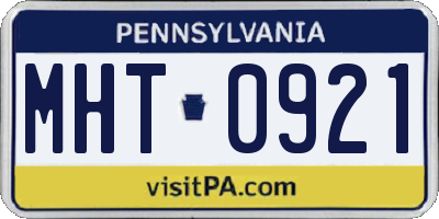 PA license plate MHT0921