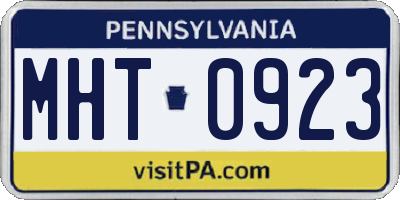 PA license plate MHT0923