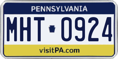 PA license plate MHT0924