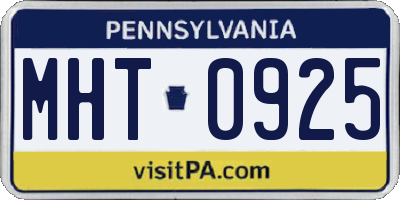 PA license plate MHT0925