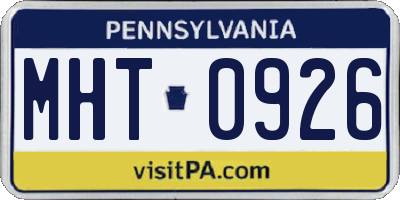 PA license plate MHT0926