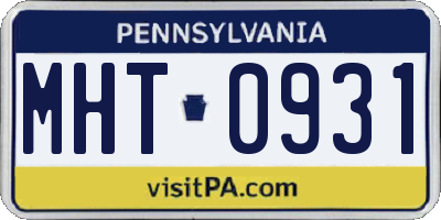 PA license plate MHT0931