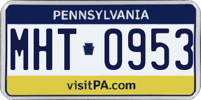 PA license plate MHT0953