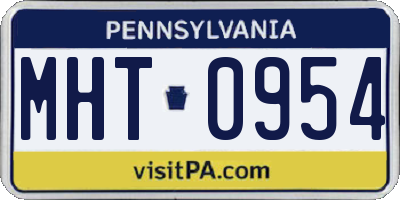PA license plate MHT0954