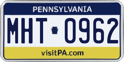 PA license plate MHT0962