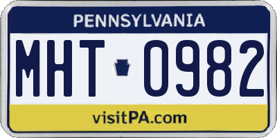 PA license plate MHT0982