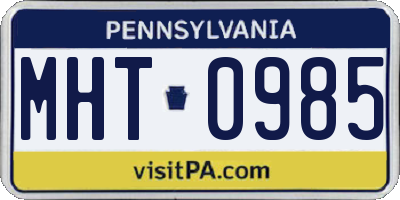 PA license plate MHT0985