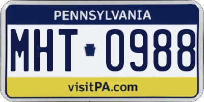 PA license plate MHT0988