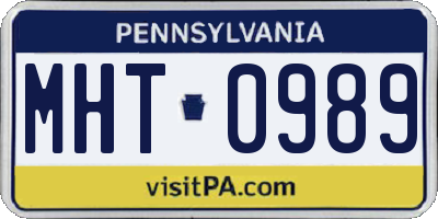 PA license plate MHT0989