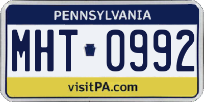PA license plate MHT0992