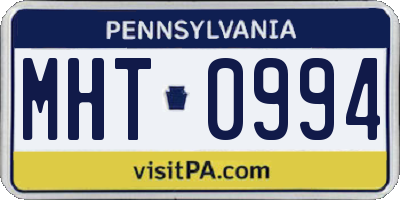 PA license plate MHT0994