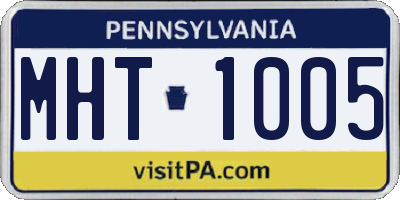 PA license plate MHT1005