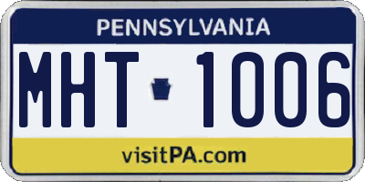PA license plate MHT1006