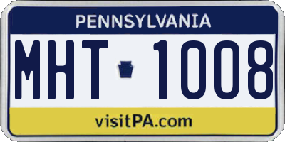 PA license plate MHT1008
