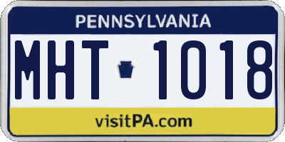 PA license plate MHT1018