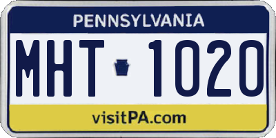 PA license plate MHT1020