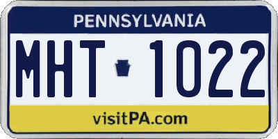 PA license plate MHT1022
