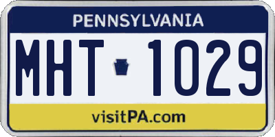 PA license plate MHT1029