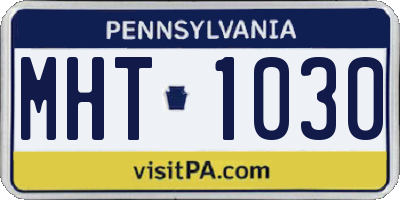 PA license plate MHT1030