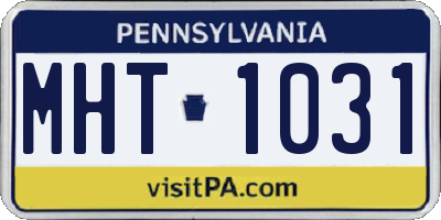 PA license plate MHT1031