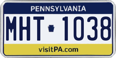 PA license plate MHT1038