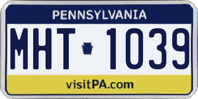PA license plate MHT1039