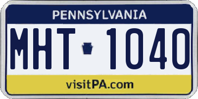 PA license plate MHT1040