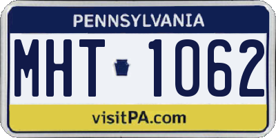 PA license plate MHT1062
