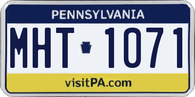 PA license plate MHT1071