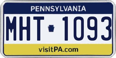 PA license plate MHT1093