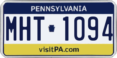 PA license plate MHT1094