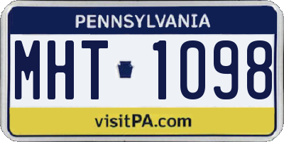 PA license plate MHT1098