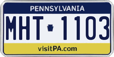 PA license plate MHT1103