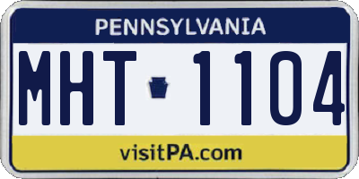 PA license plate MHT1104