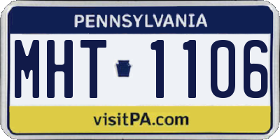 PA license plate MHT1106