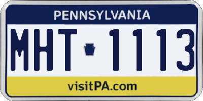 PA license plate MHT1113