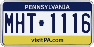 PA license plate MHT1116