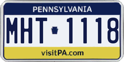 PA license plate MHT1118