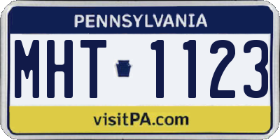PA license plate MHT1123