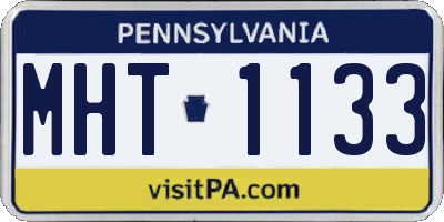 PA license plate MHT1133