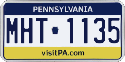 PA license plate MHT1135