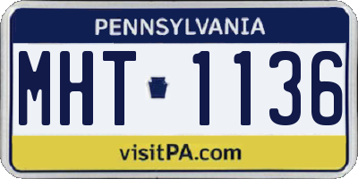 PA license plate MHT1136