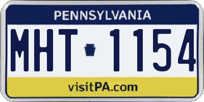 PA license plate MHT1154